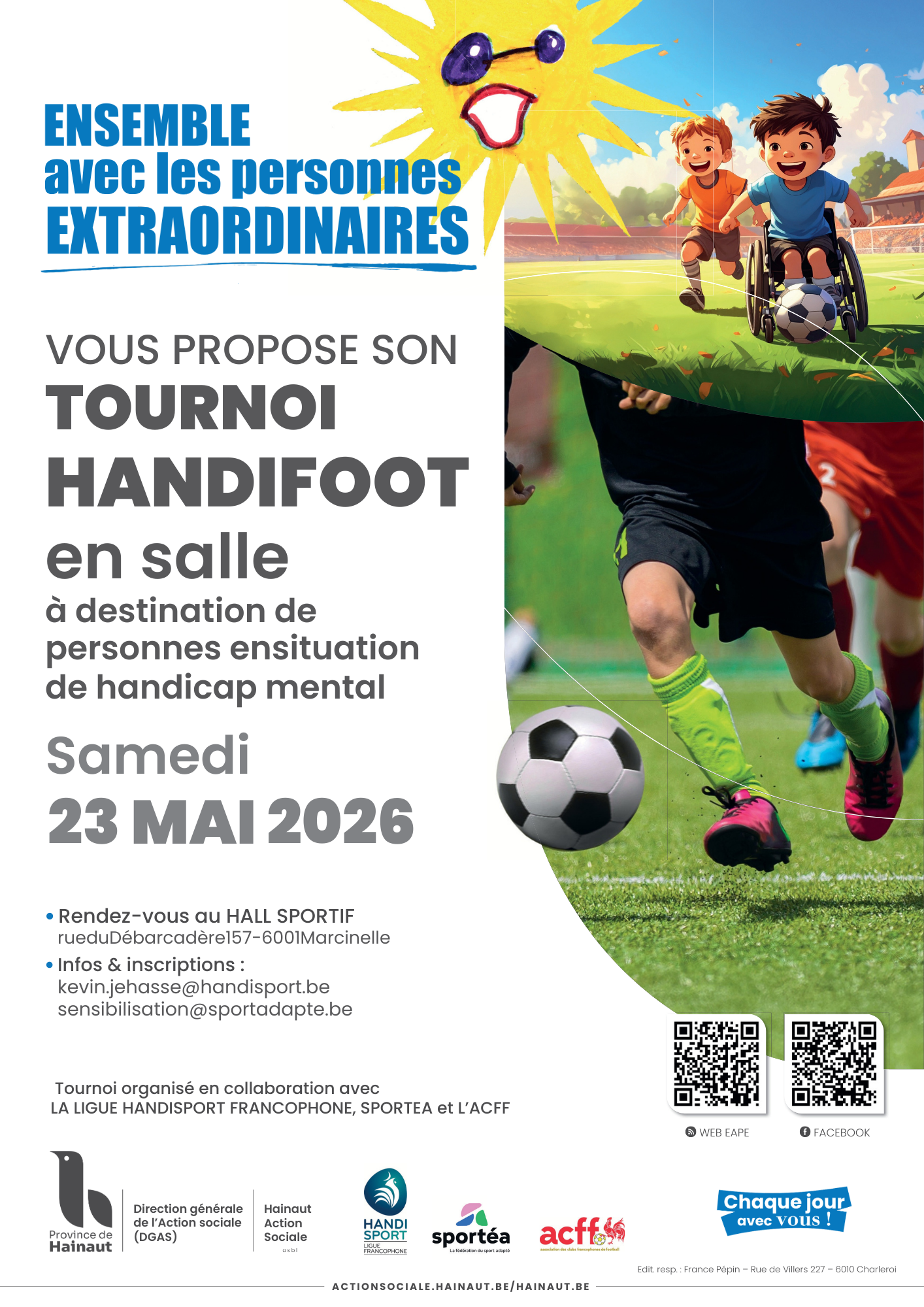 affiche Ensemble avec les Personnes extraordinaires - tournoi de handifoot en salle
