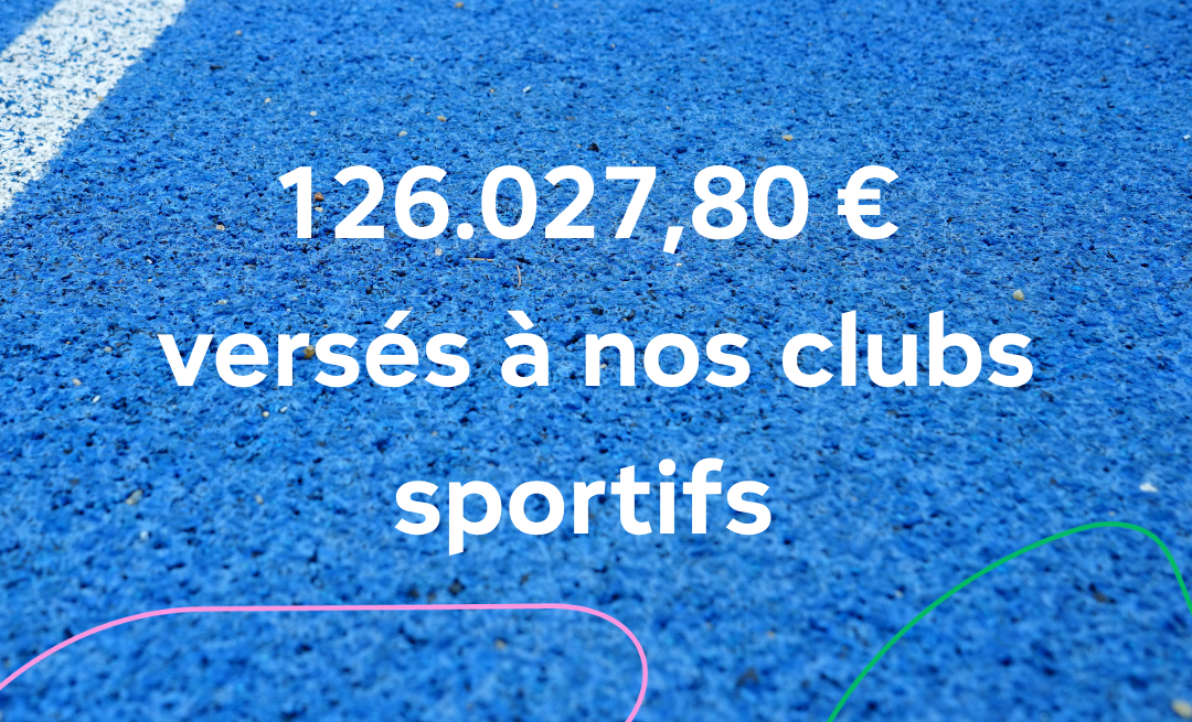𝟭𝟮𝟲.𝟬𝟮𝟳,𝟴𝟬 € redistribués à nos clubs Sportéa